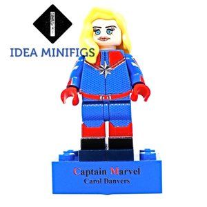 Patriotic USA Avenger Carol Danvers Ms Marvel Custom UV Print on Lego Minifigure